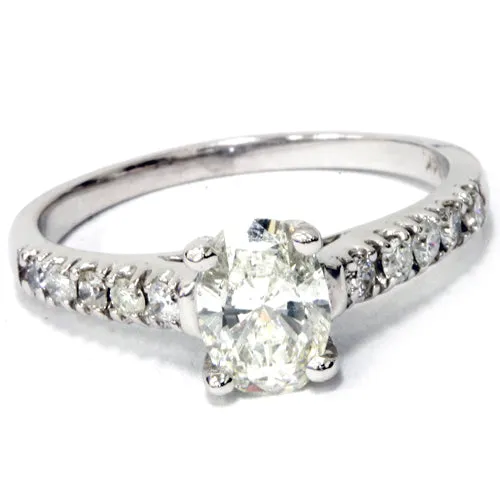 1.16ct Oval Diamond Engagement Ring - 14K White Gold