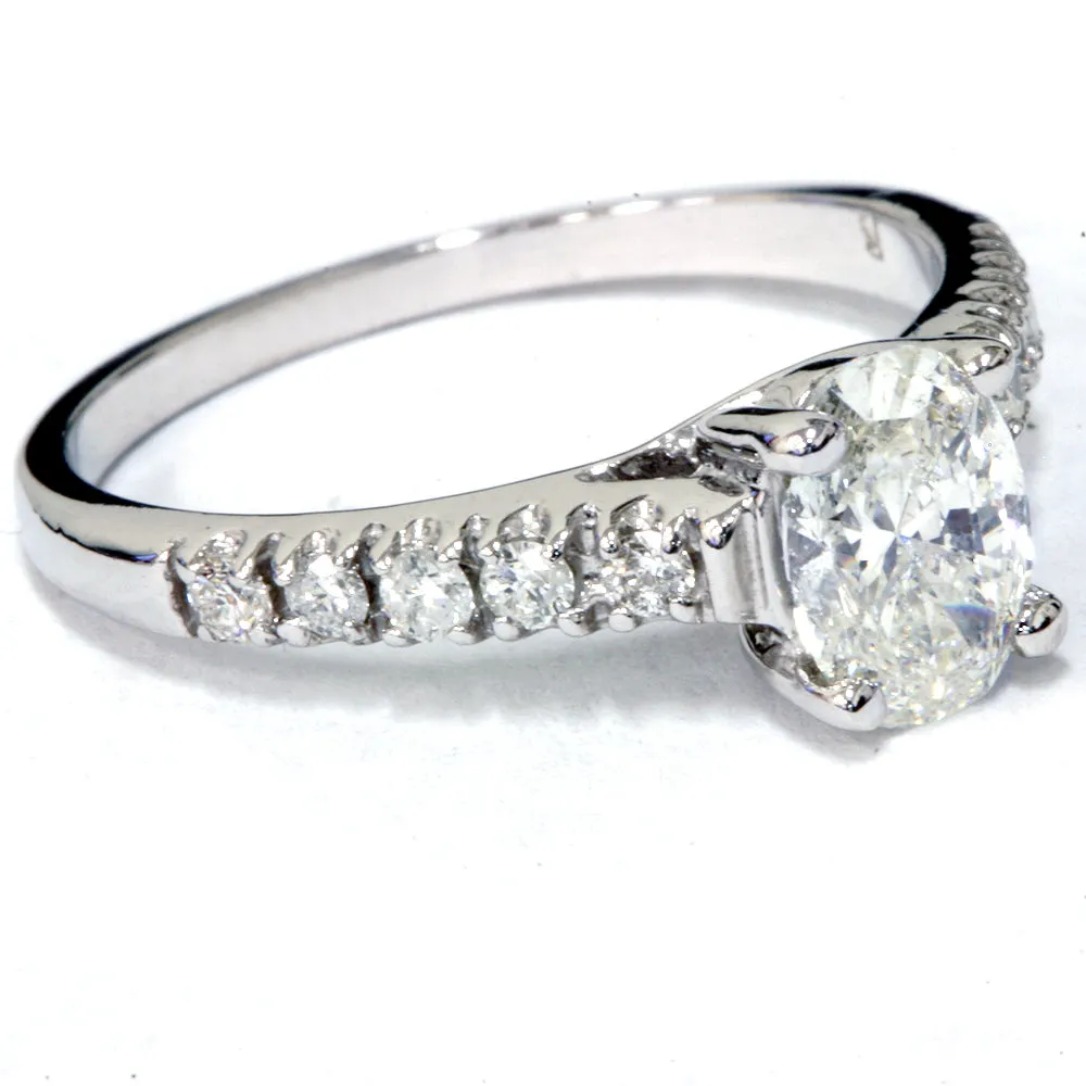 1.16ct Oval Diamond Engagement Ring - 14K White Gold