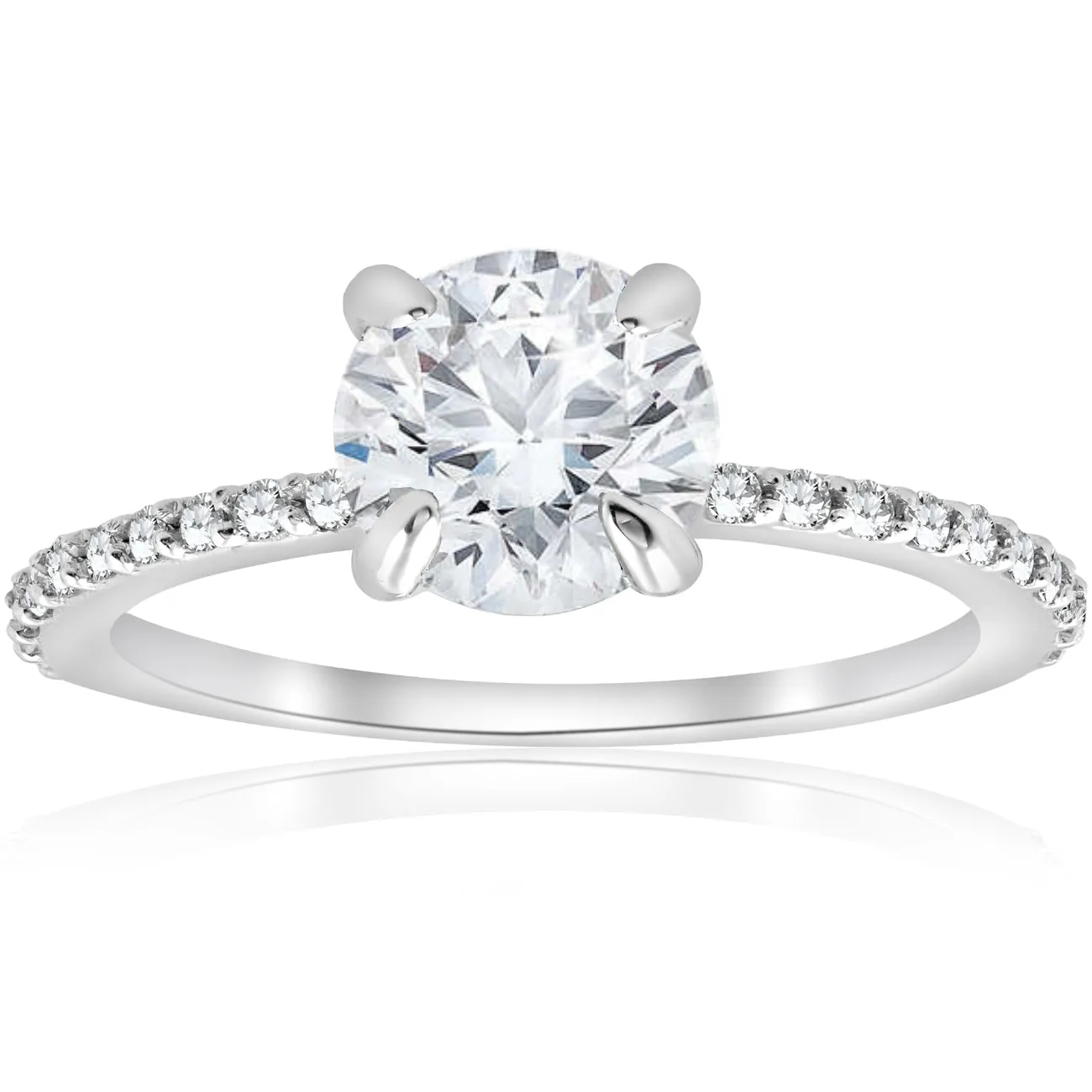 1.25 Ct Diamond Round Solitaire Engagement Ring in 14k White Gold