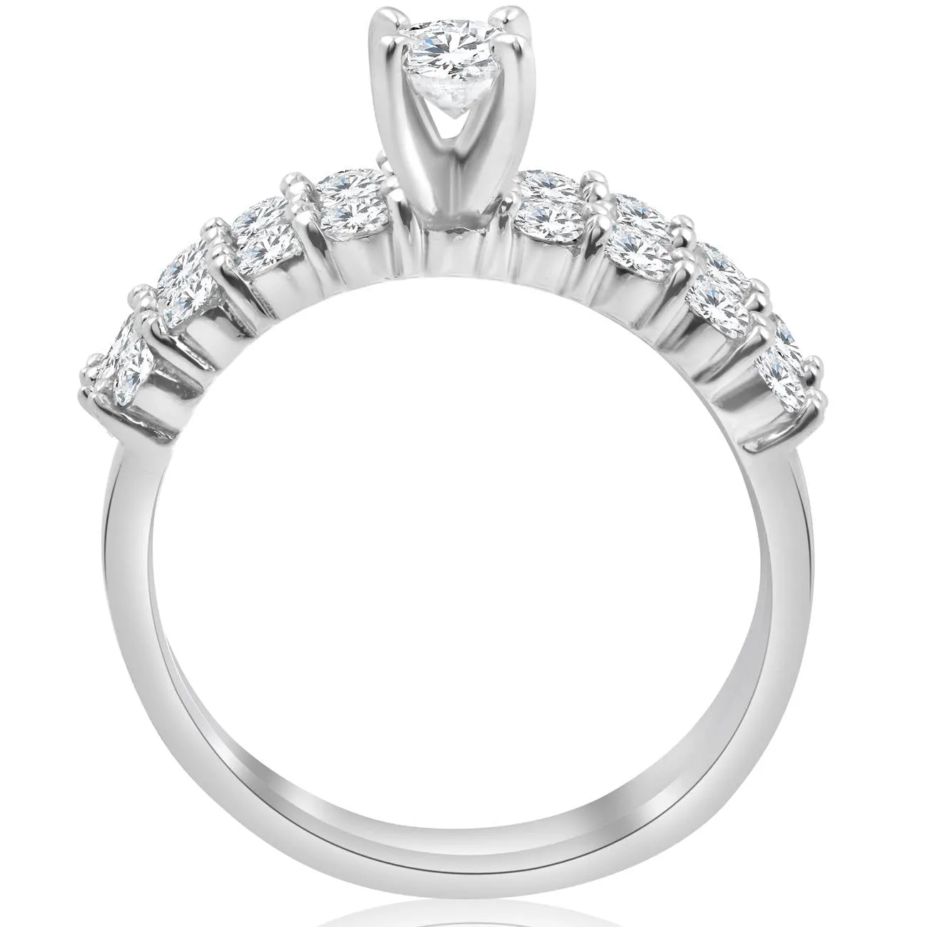 1.3 carat total diamond weight engagement ring and wedding set in 14k white gold.