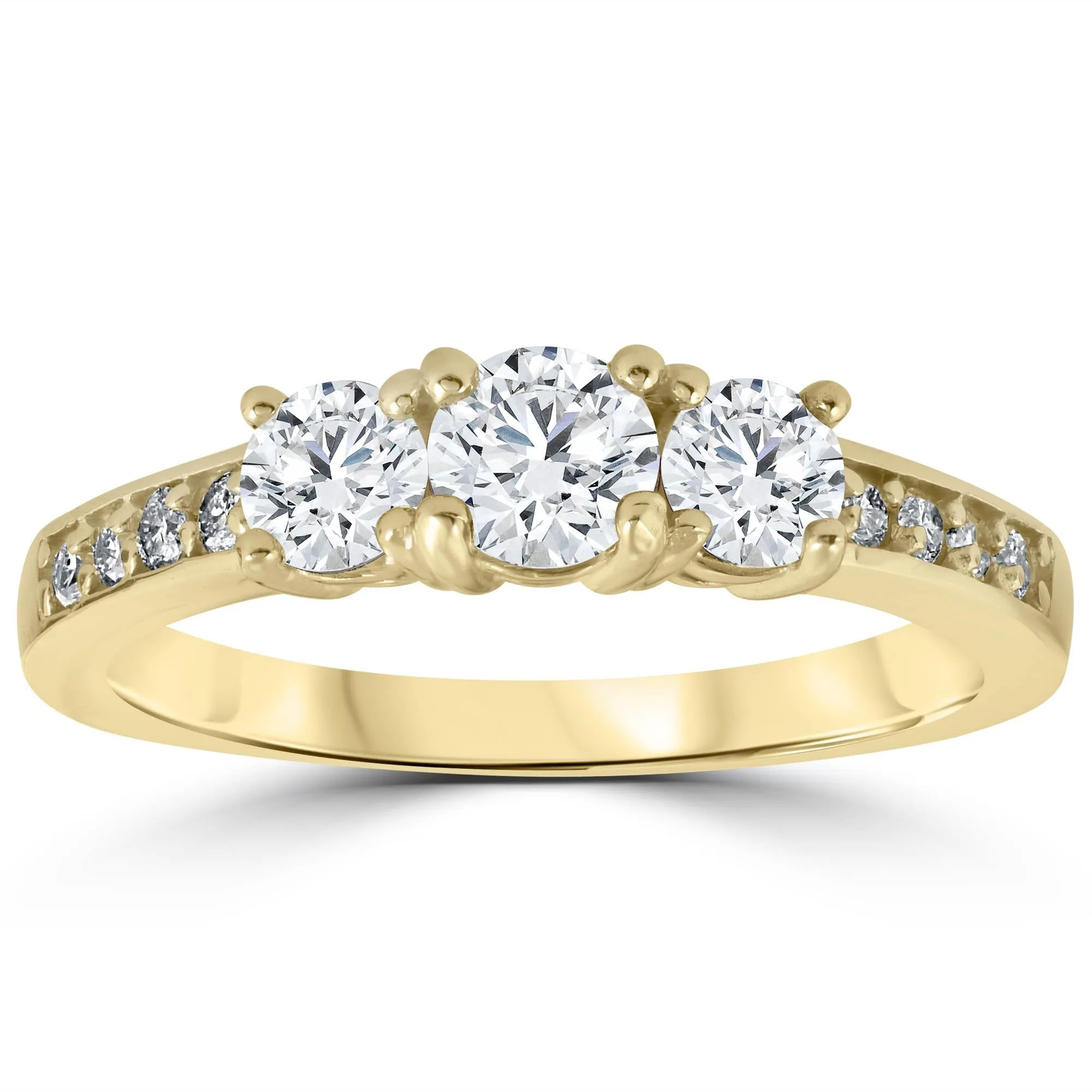 1.5 carat Diamond 3-Stone Engagement Anniversary Ring in 14k Yellow Gold