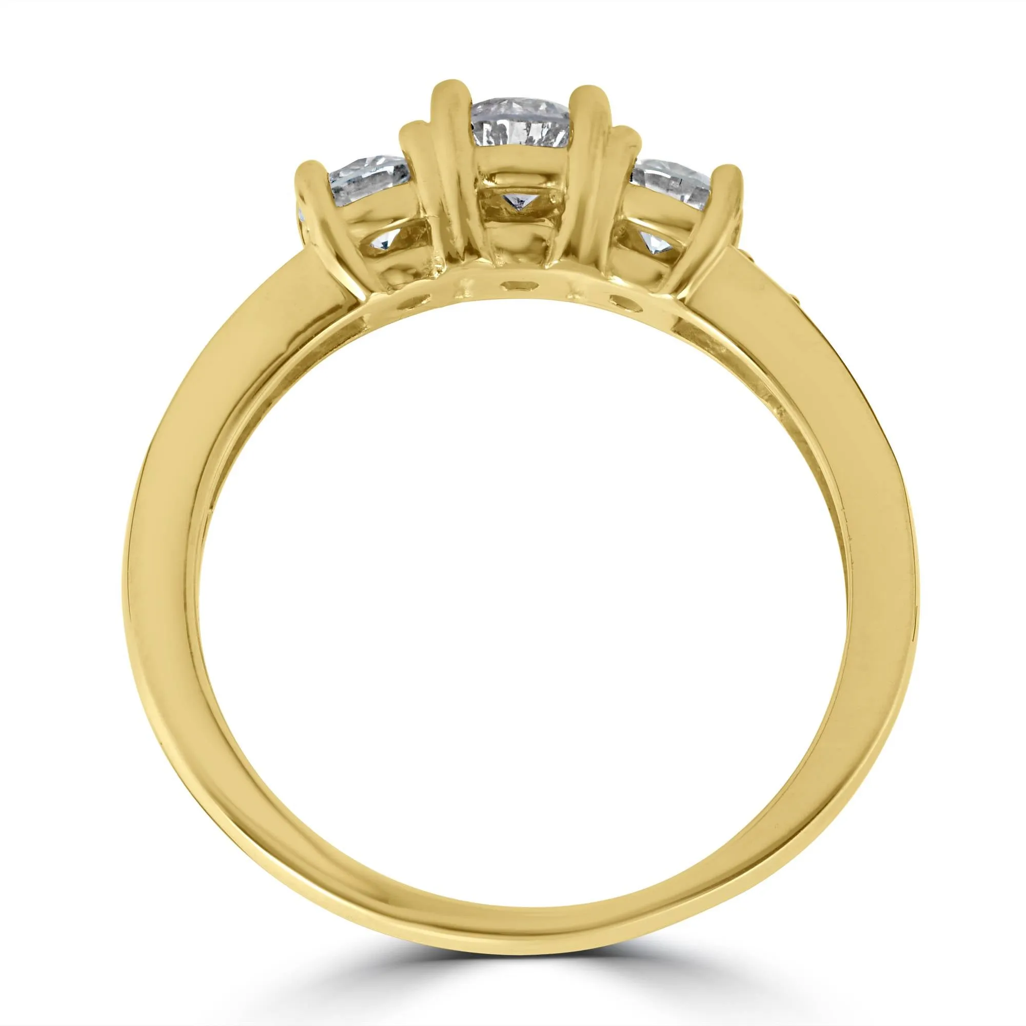 1.5 carat Diamond 3-Stone Engagement Anniversary Ring in 14k Yellow Gold