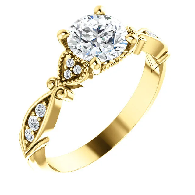 1.5 carat Vintage Diamond Engagement and Wedding Ring Set in 14k Yellow Gold