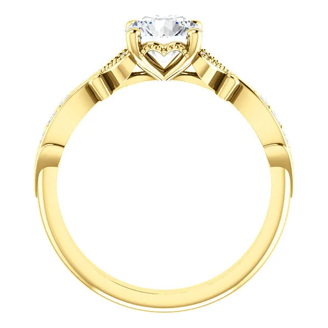 1.5 carat Vintage Diamond Engagement and Wedding Ring Set in 14k Yellow Gold