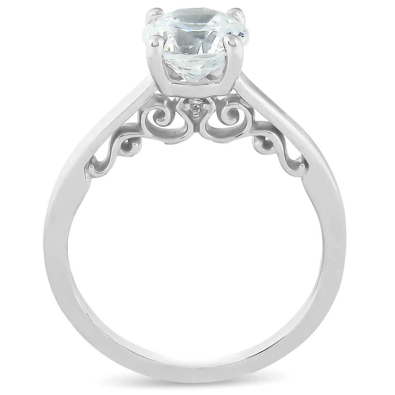 1.5 Ct Diamond and CZ Engagement Ring in 14k White Gold