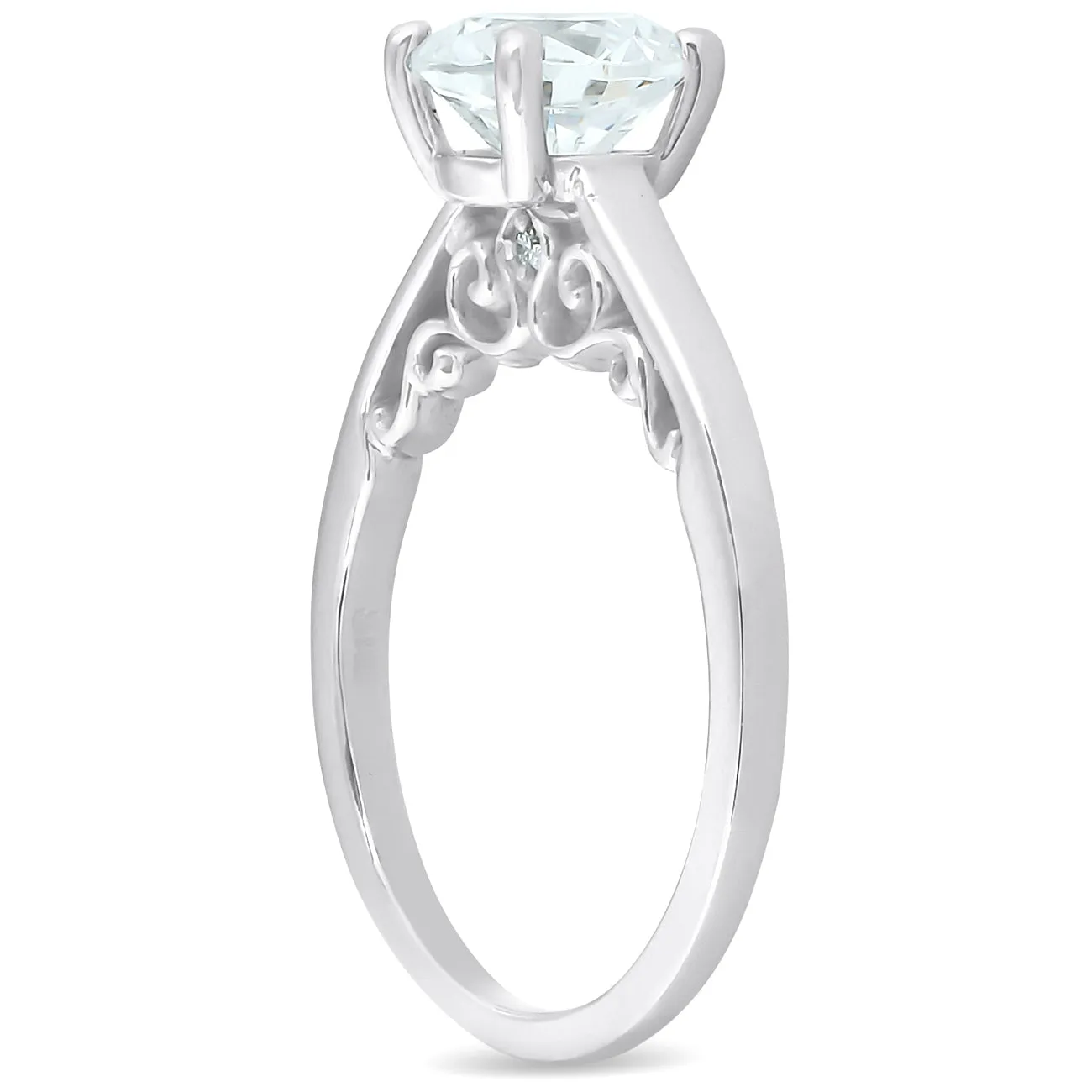 1.5 Ct Diamond and CZ Engagement Ring in 14k White Gold