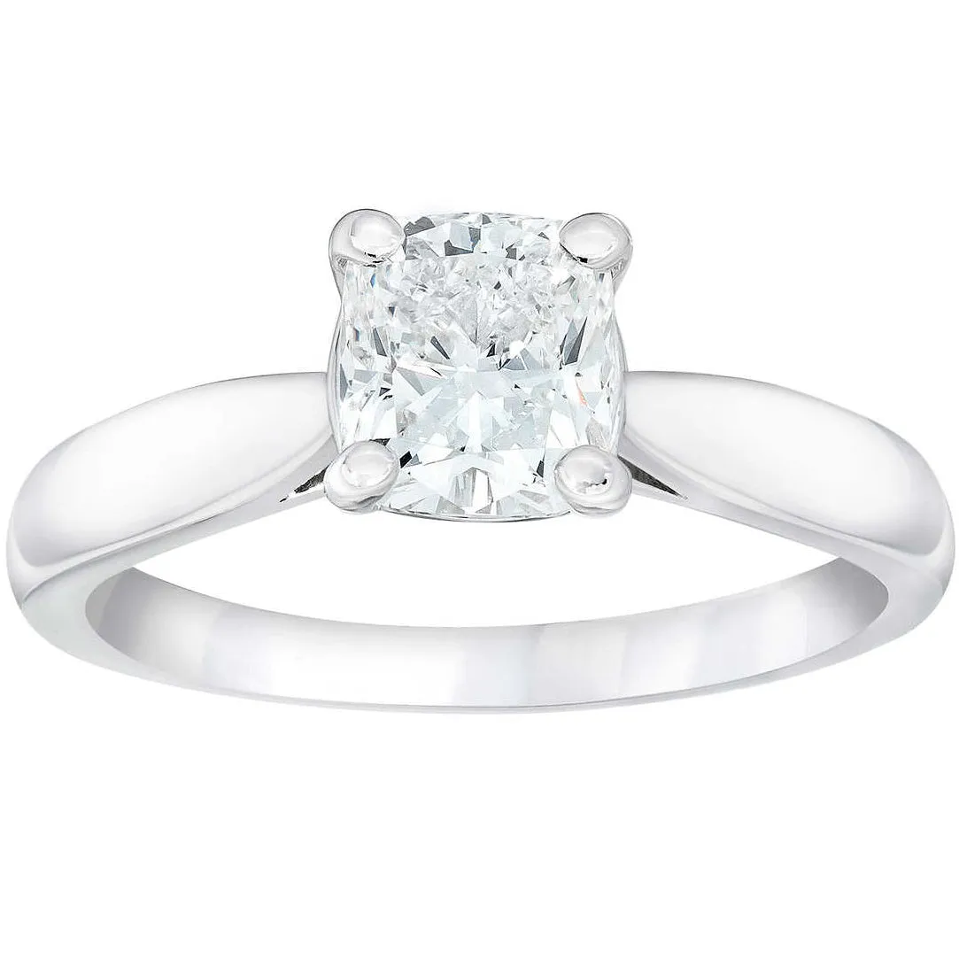 1.5ct Cushion Diamond Solitaire Engagement Ring White Gold Enhanced