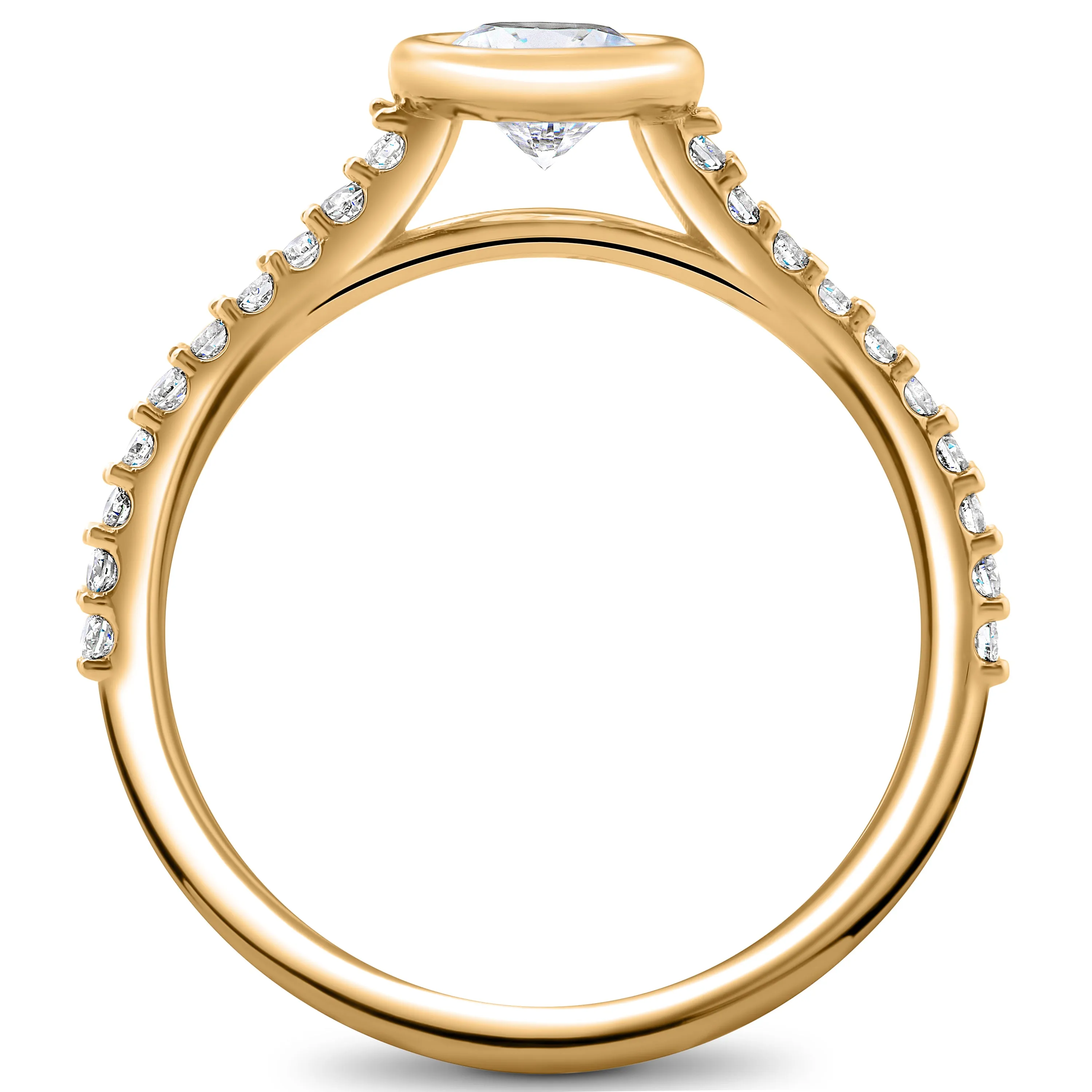 1.75 carat Charlotte Diamond Engagement Ring - 14k Yellow Gold - Lab Grown - Bezel Setting - Round Cut