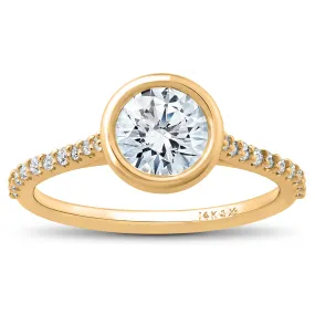 1.75 carat Charlotte Diamond Engagement Ring - 14k Yellow Gold - Lab Grown - Bezel Setting - Round Cut