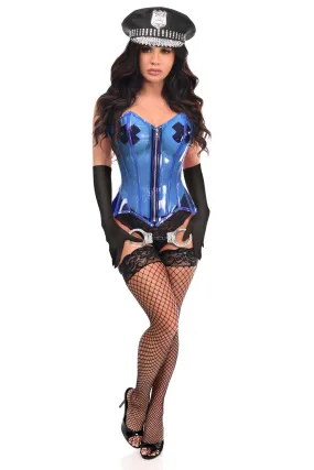 4-piece Blue Clear Cop Corset Costume