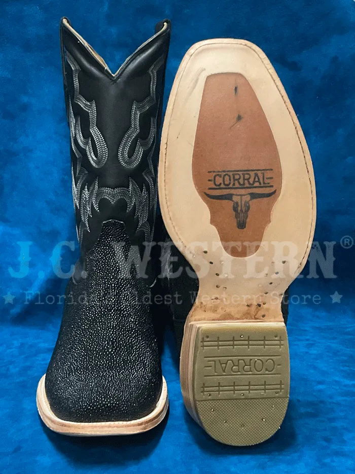 A4423 Men's Stingray Embroidery Horseman Toe Boot Black by Corral