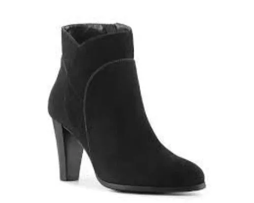 Adrienne Vittadini Women's Tanae Ankle Bootie in Black Suede, Size 6M