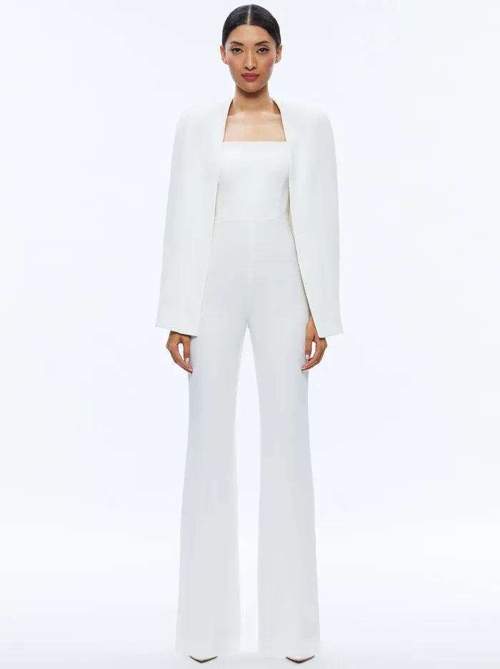 Alice + Olivia Nova Cape Jumpsuit Ecru.