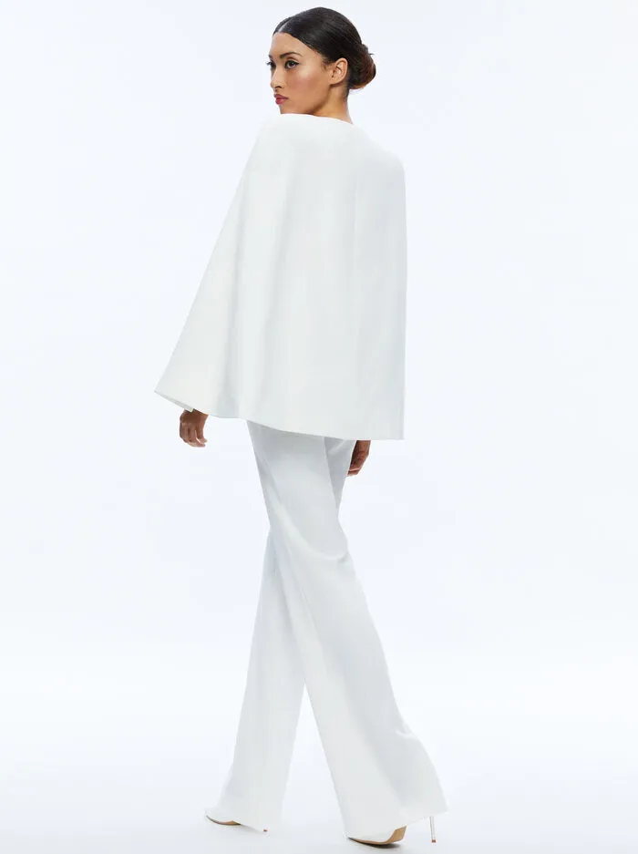 Alice + Olivia Nova Cape Jumpsuit Ecru.