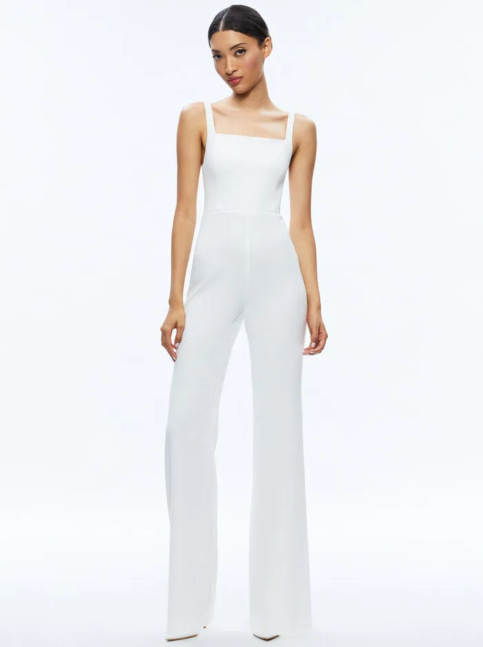 Alice + Olivia Nova Cape Jumpsuit Ecru.