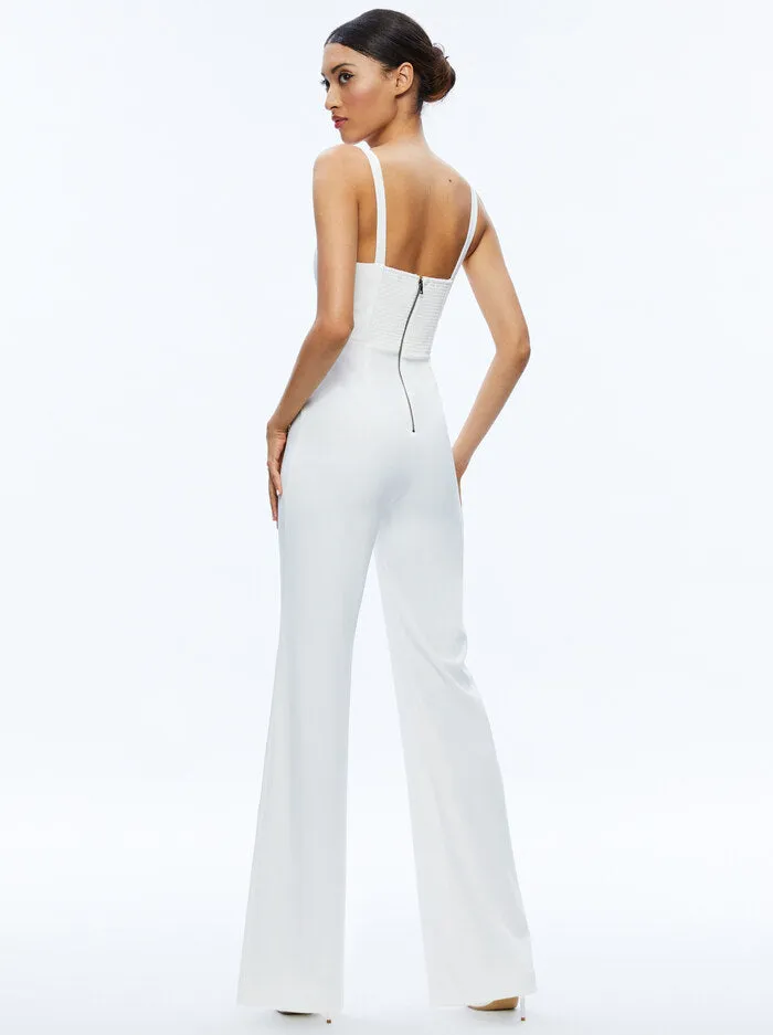 Alice + Olivia Nova Cape Jumpsuit Ecru.