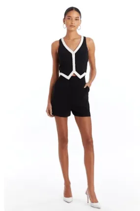 Amanda Uprichard Regan Romper Black/Ivory