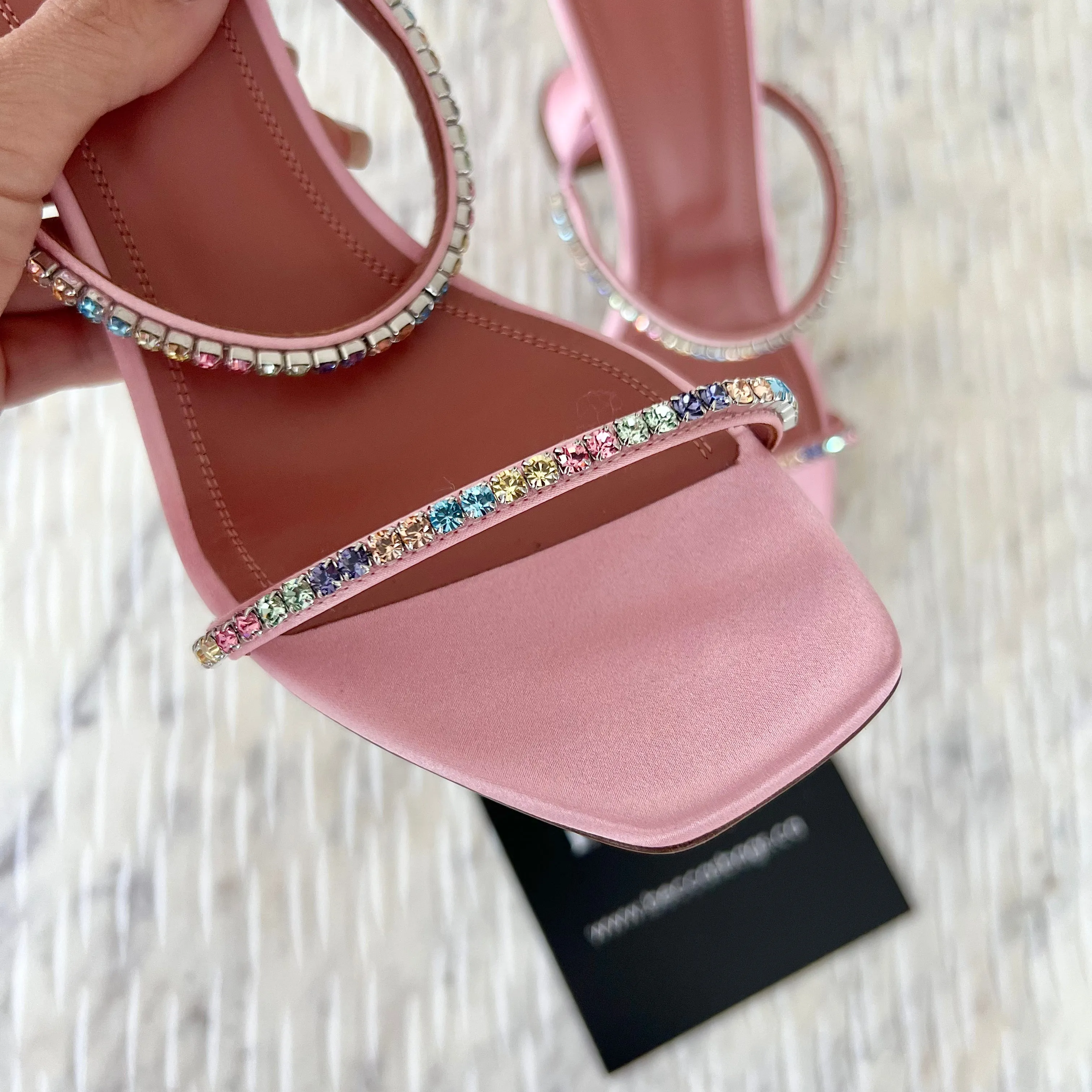 Amina Muaddi Gilda crystal satin mules