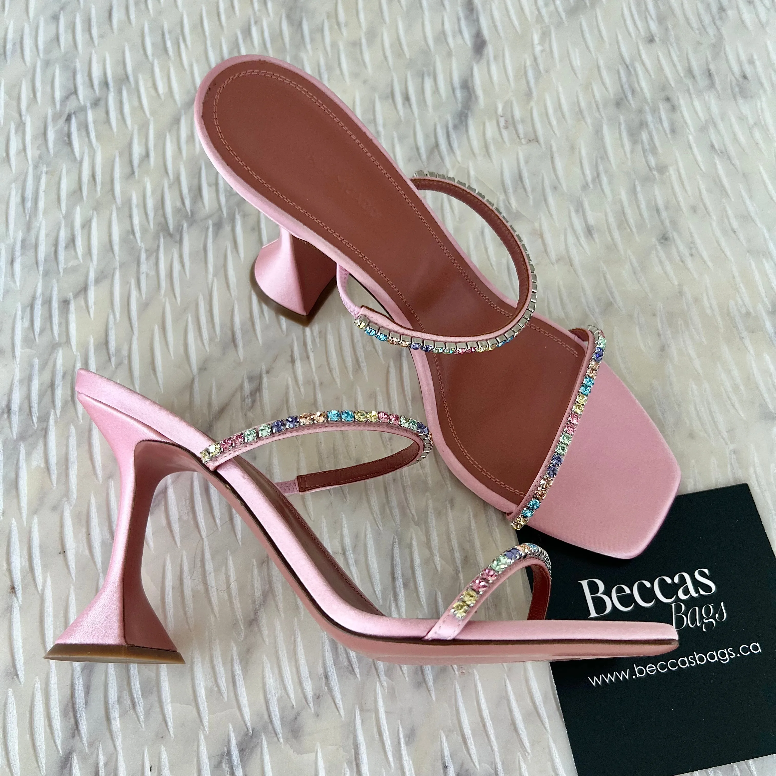 Amina Muaddi Gilda crystal satin mules