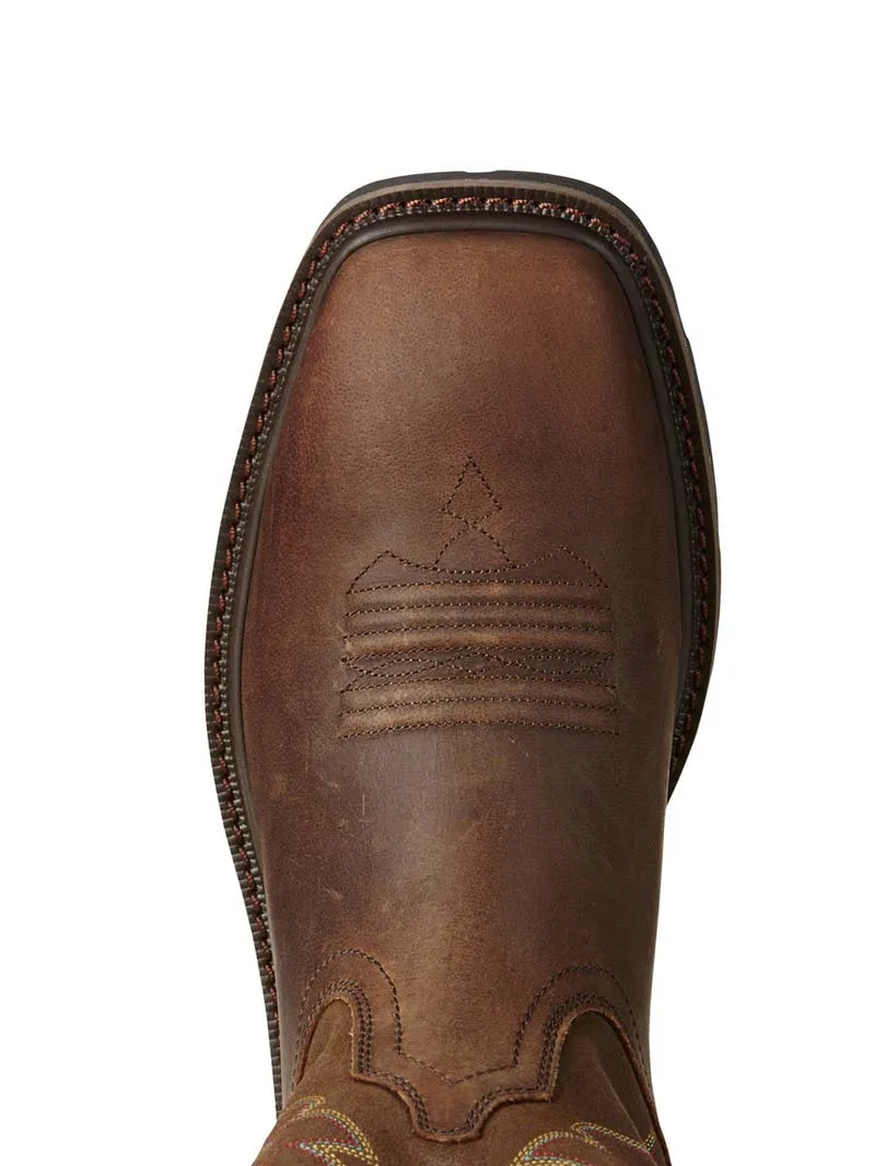 Ariat Groundbreaker Wide Square Toe Western Work Boots Brown