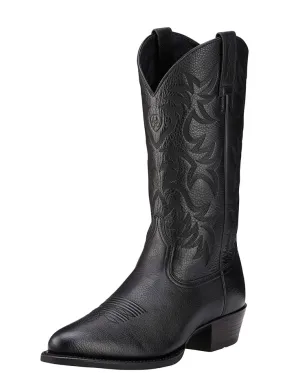 Ariat Men's Heritage R Toe Western Boot - Black Deertan | Product ID: 10002218