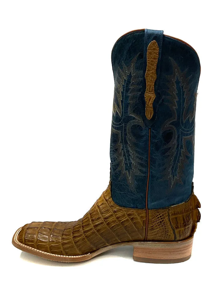 Black Jack mens crocodile tail boots, Pull Up cognac color.