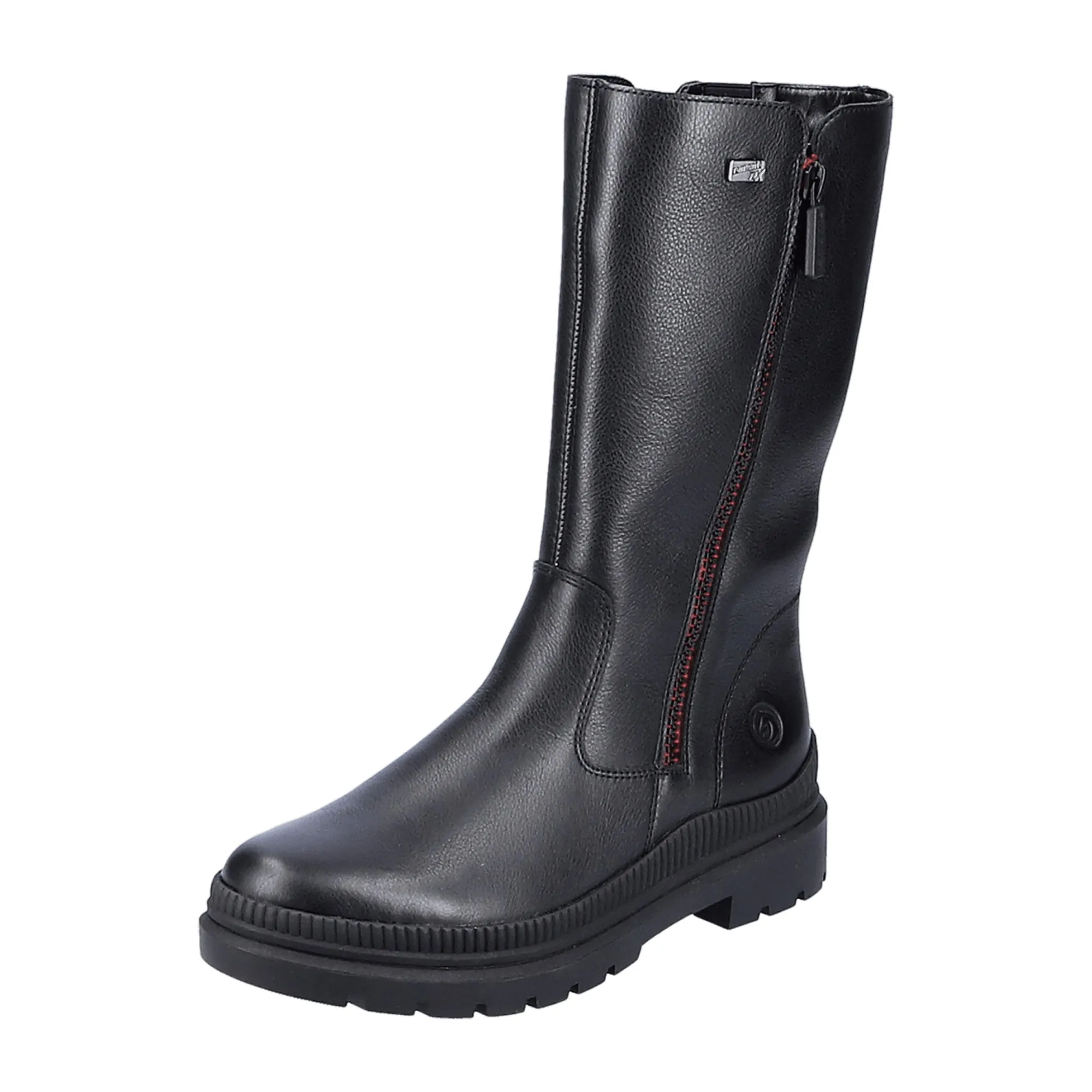 Black Leather Waterproof Warm Lined Easy Zip Winter Boots for Women