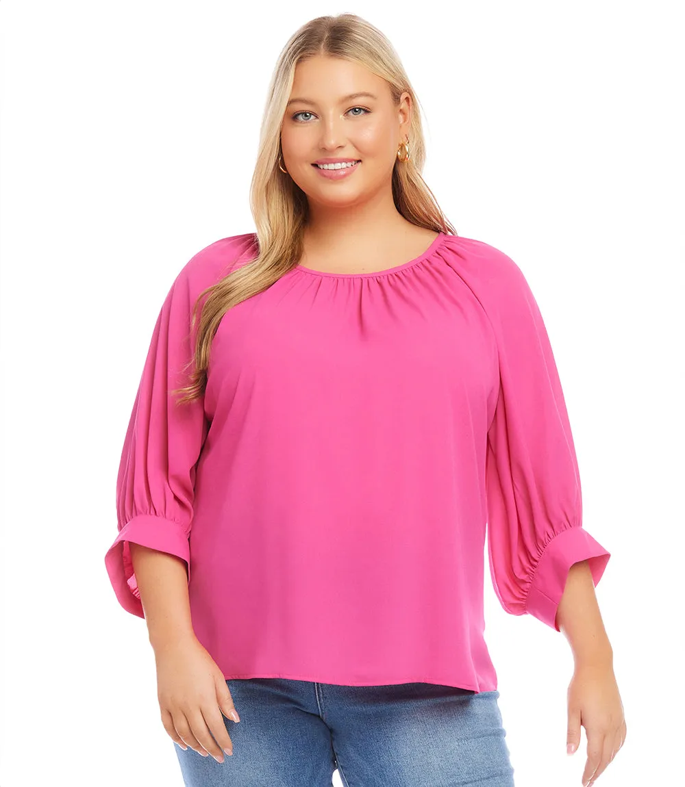 Blouson Sleeve Top for Plus Size Women