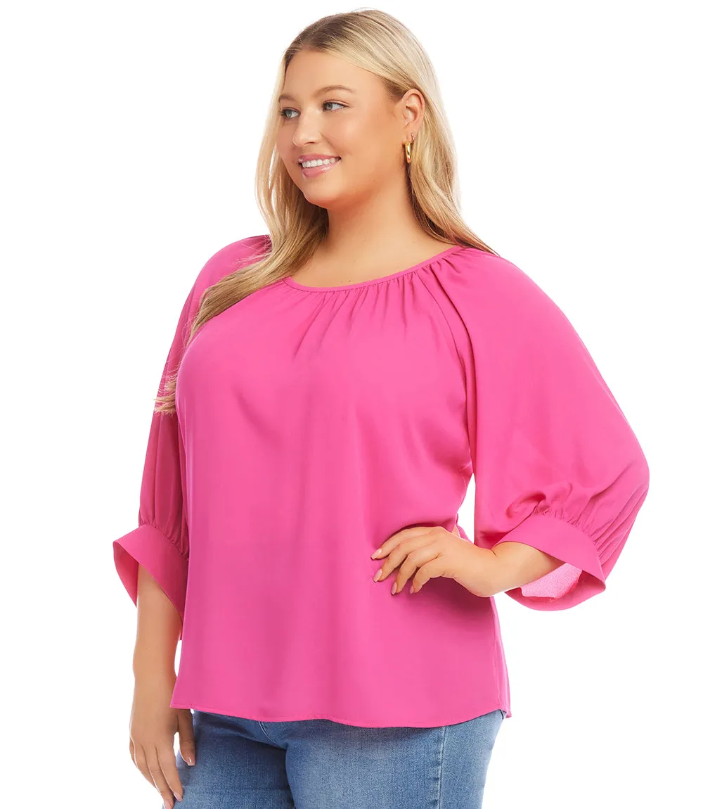 Blouson Sleeve Top for Plus Size Women