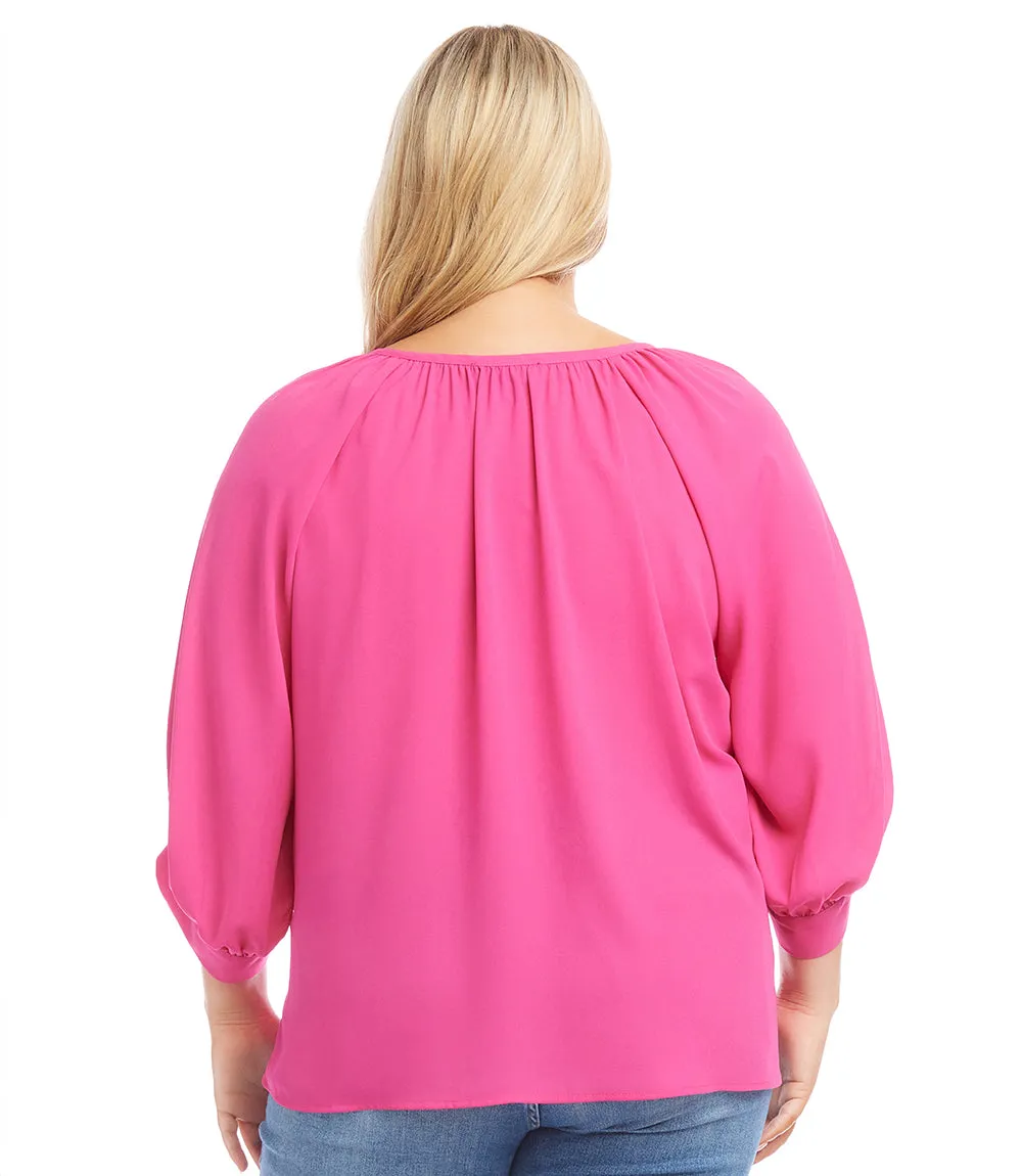 Blouson Sleeve Top for Plus Size Women