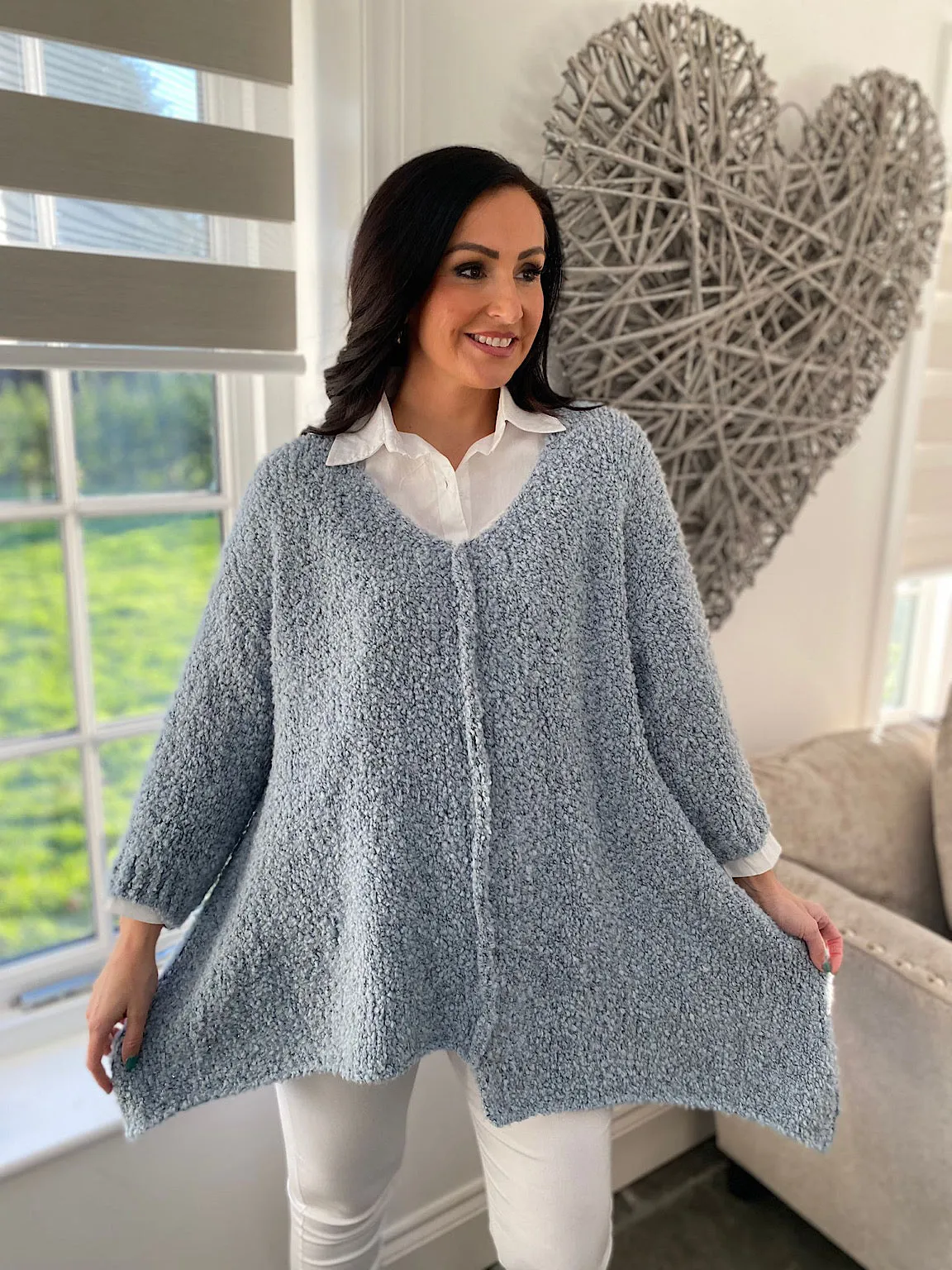 Blue premium popcorn style knit Mandy