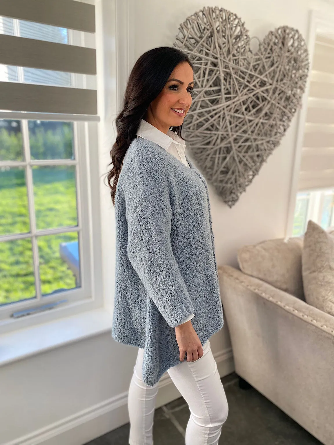 Blue premium popcorn style knit Mandy