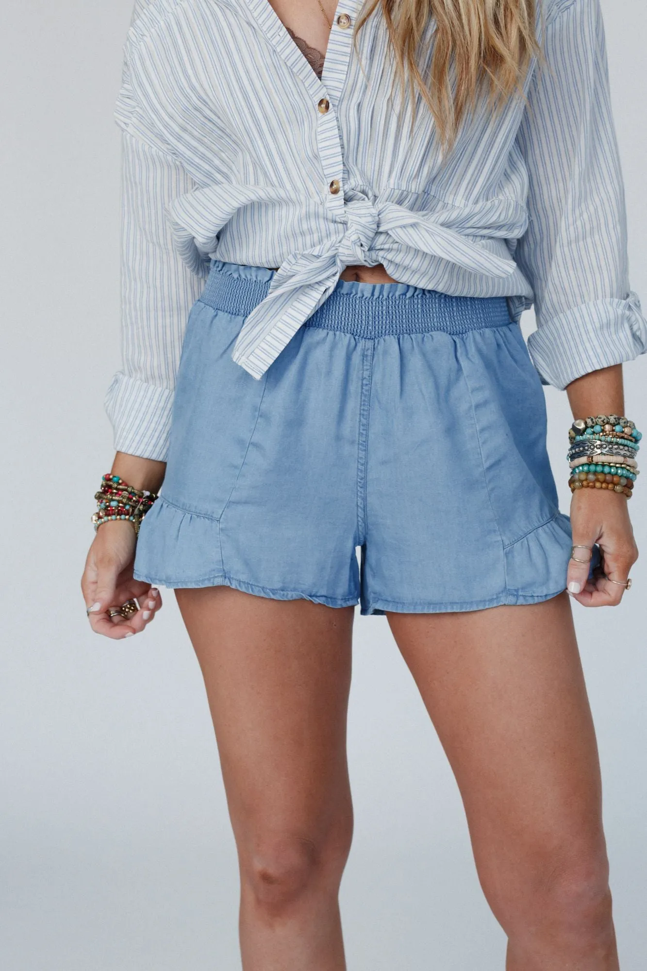 Blue Ruffle Daze Shorts