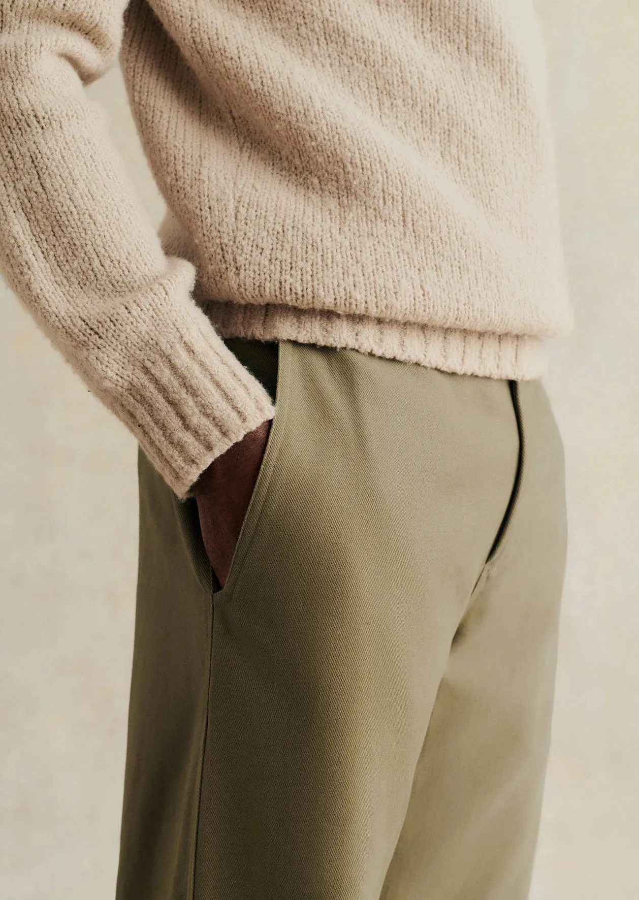 Bonne Facture Khaki Cotton Drill Balloon Trousers