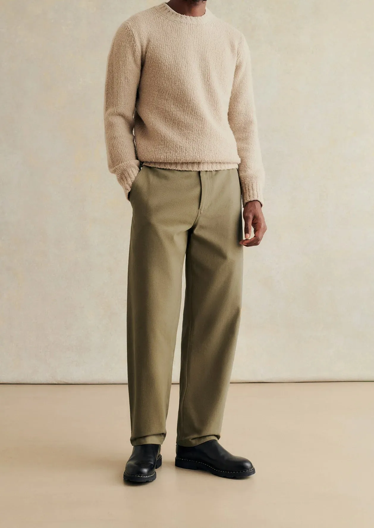 Bonne Facture Khaki Cotton Drill Balloon Trousers