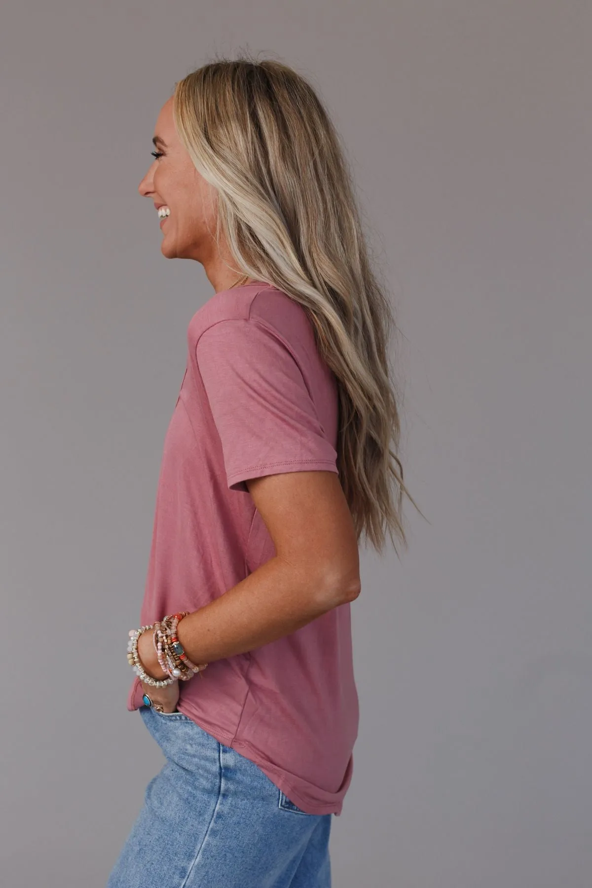 Bralette Tee with Scoop Neck - Mauve