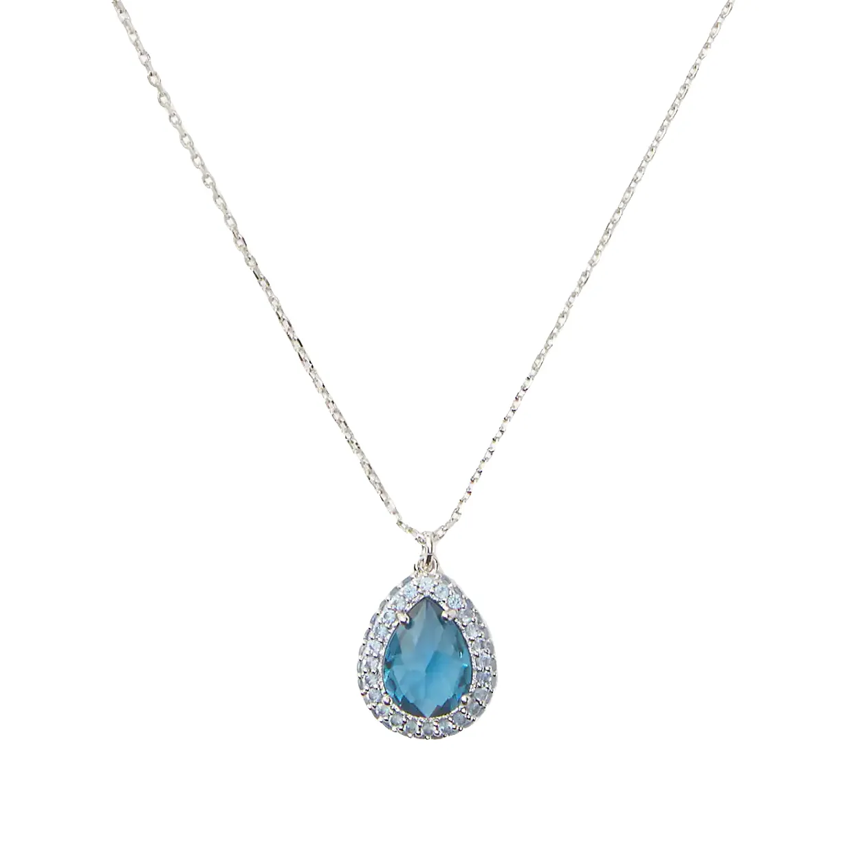 Brilliant Blue Pavé Halo Mini Pendant