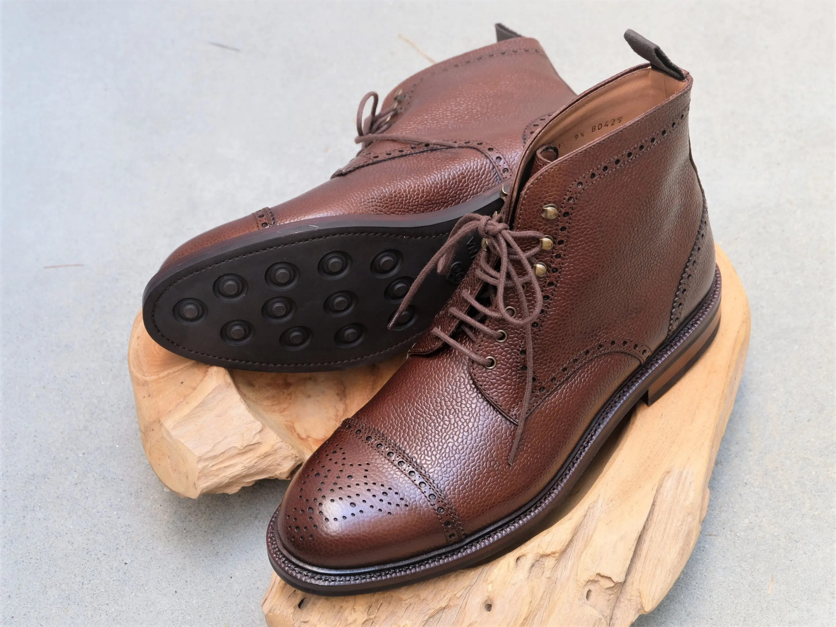 Brown Scotchgrain Carmina Shoemaker Semi Brogue Boots