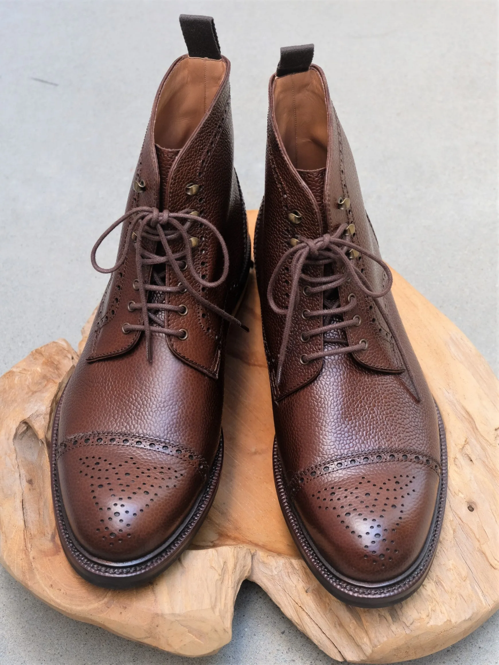 Brown Scotchgrain Carmina Shoemaker Semi Brogue Boots