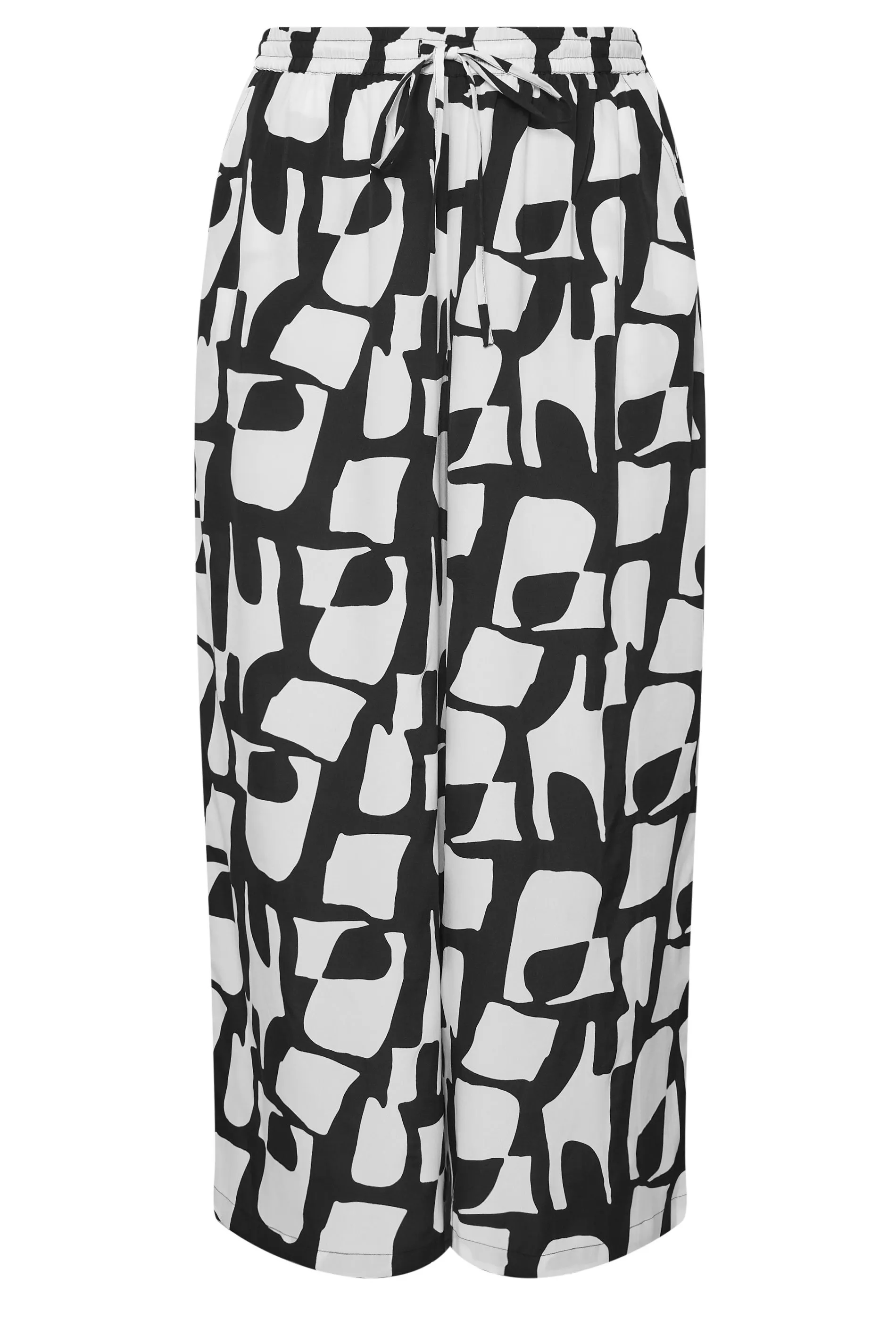 Curve Black Abstract Print Wide Leg Trousers