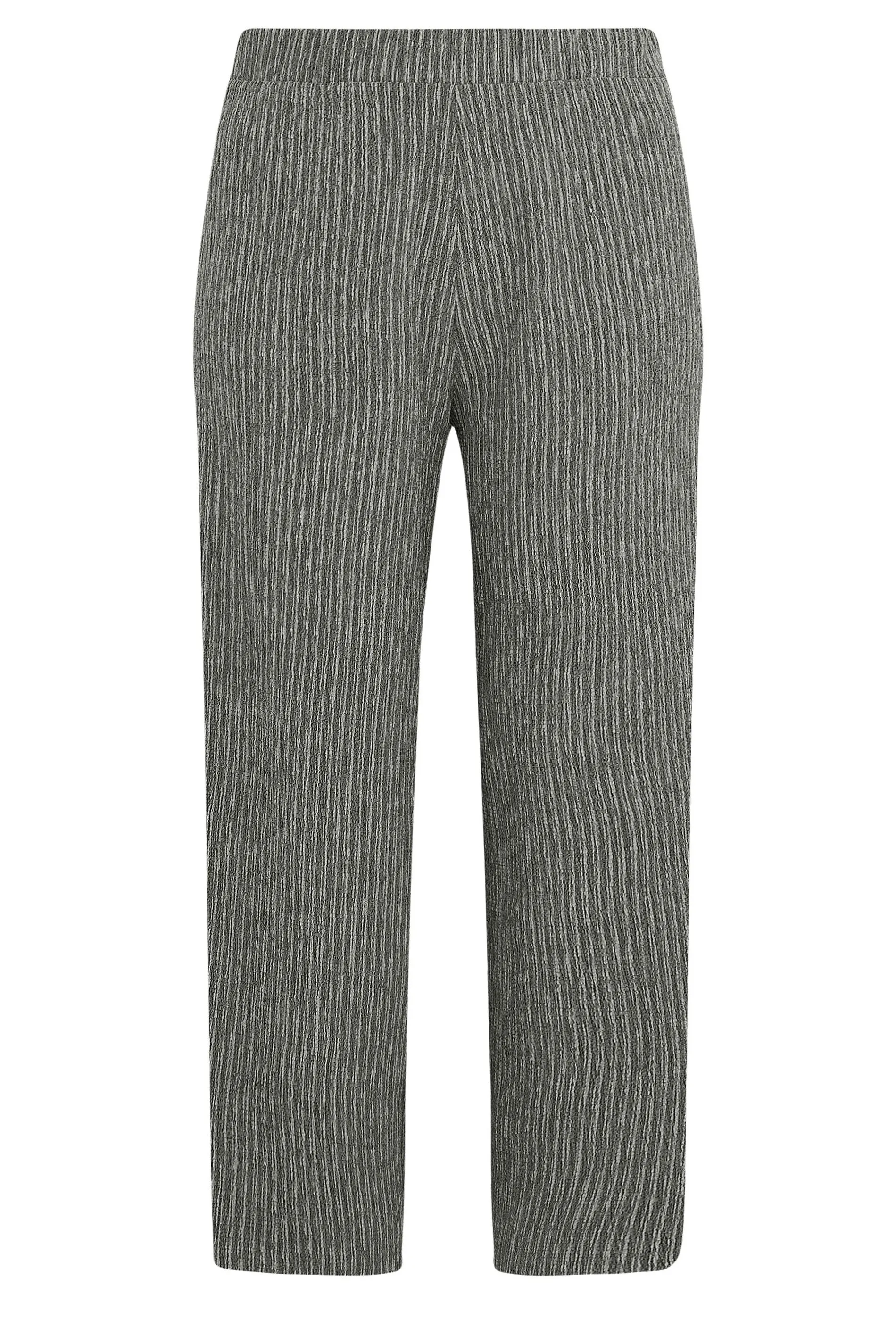 Curve Grey Stripe Wide Leg Trousers - Textured Print - YOURS