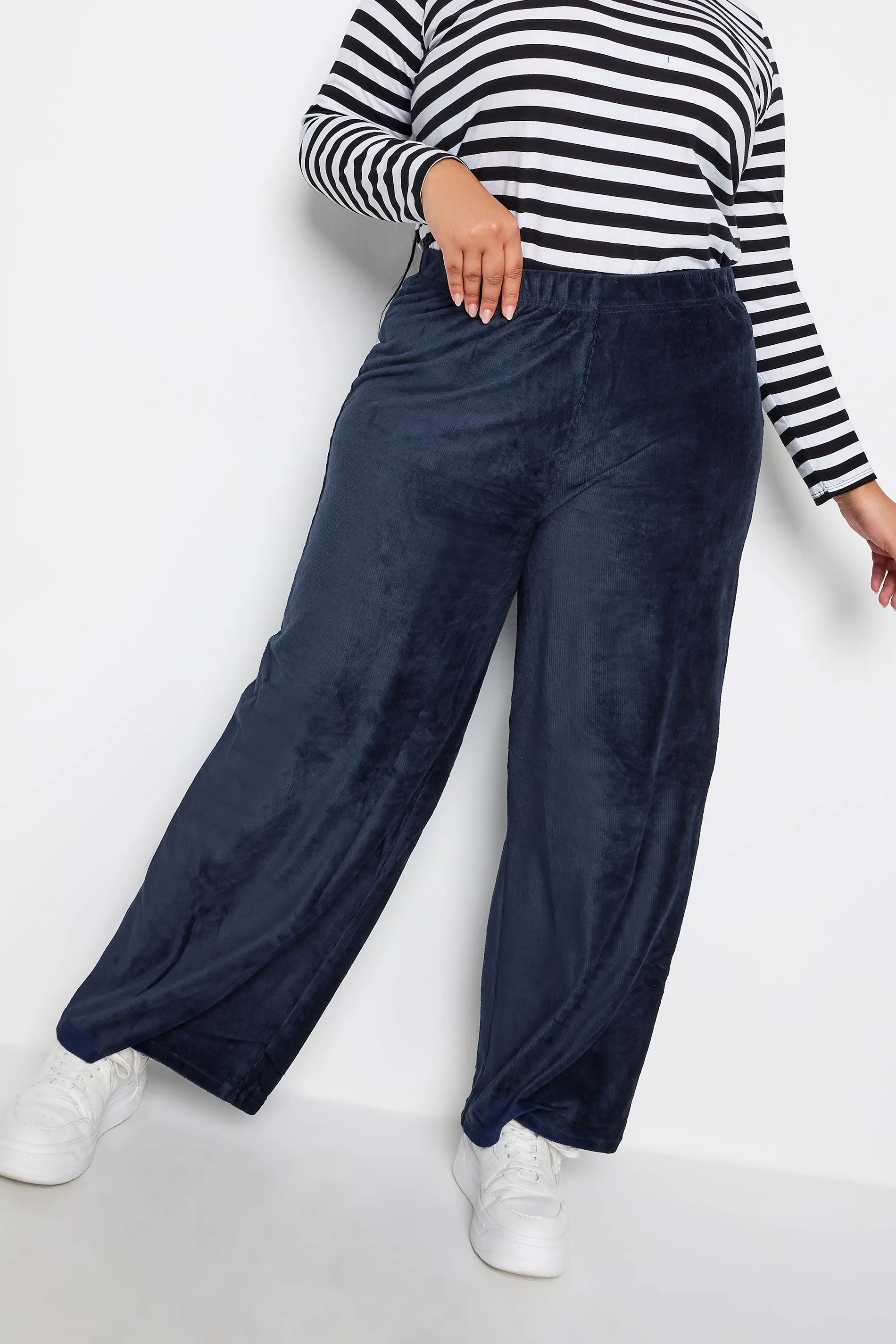 Curve Navy Blue Cord Wide Leg Trousers by YOURS - Top Pick for Modern and Stylish Women