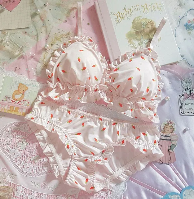 Cutie Nymph Lolita Underwear Set featuring Adorable Carrot Pattern