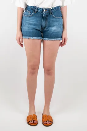 Denim shorts with frayed hem - Haveone