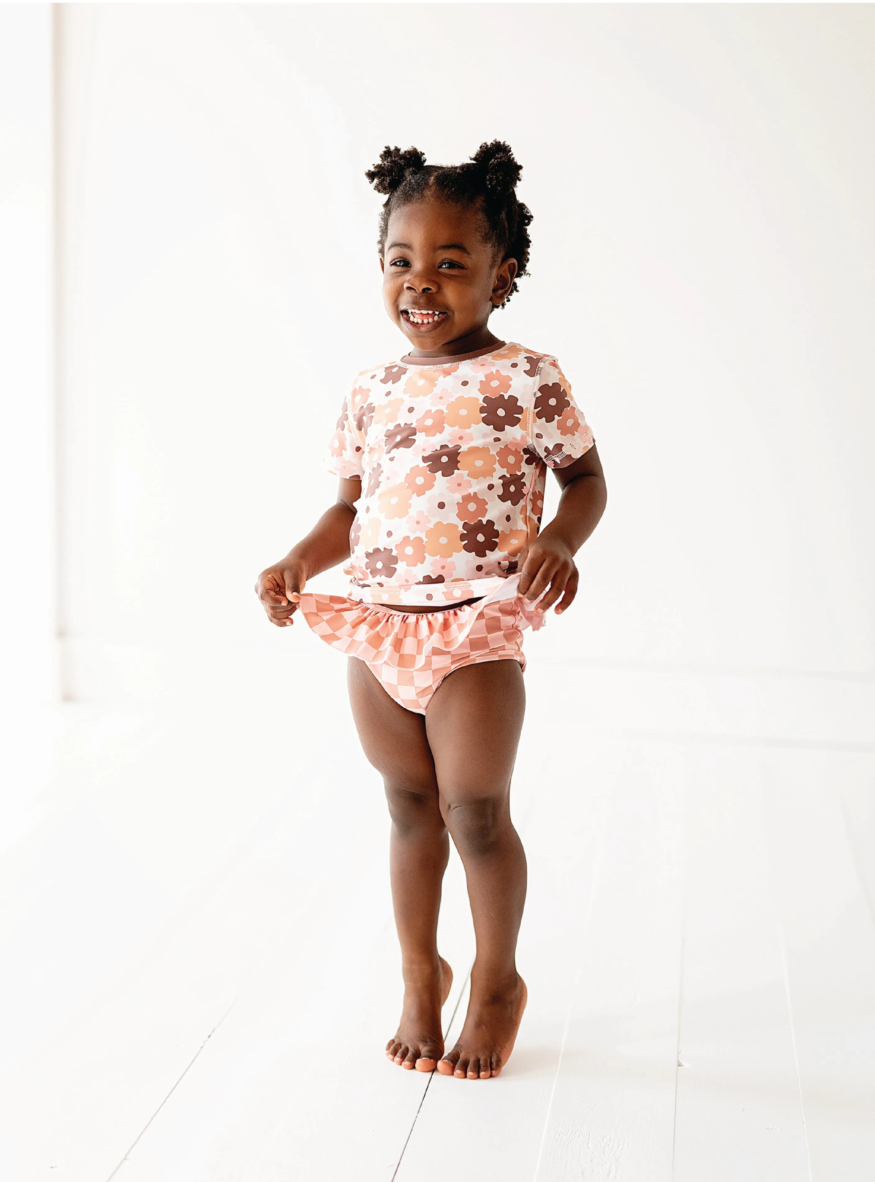 Earthy Checkered Ruffle Pants