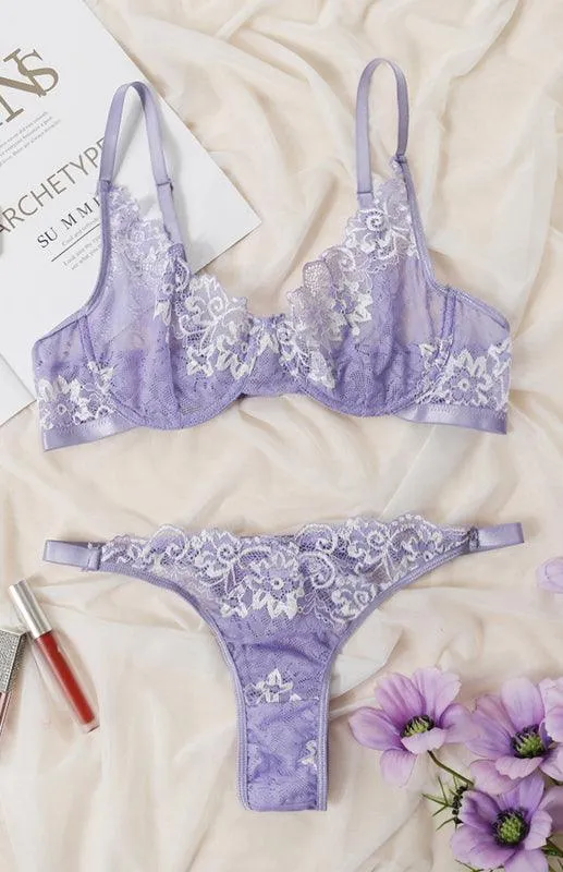 Embroidered Lace Lingerie Set for Women