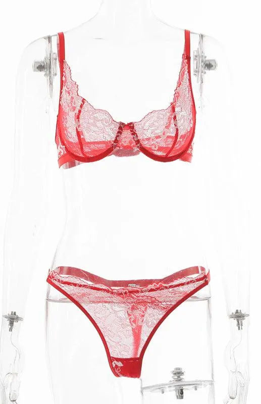 Embroidered Lace Lingerie Set for Women