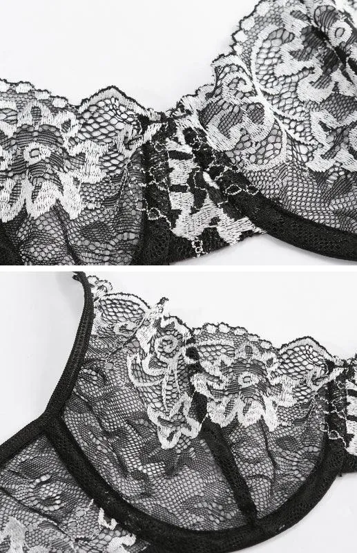 Embroidered Lace Lingerie Set for Women