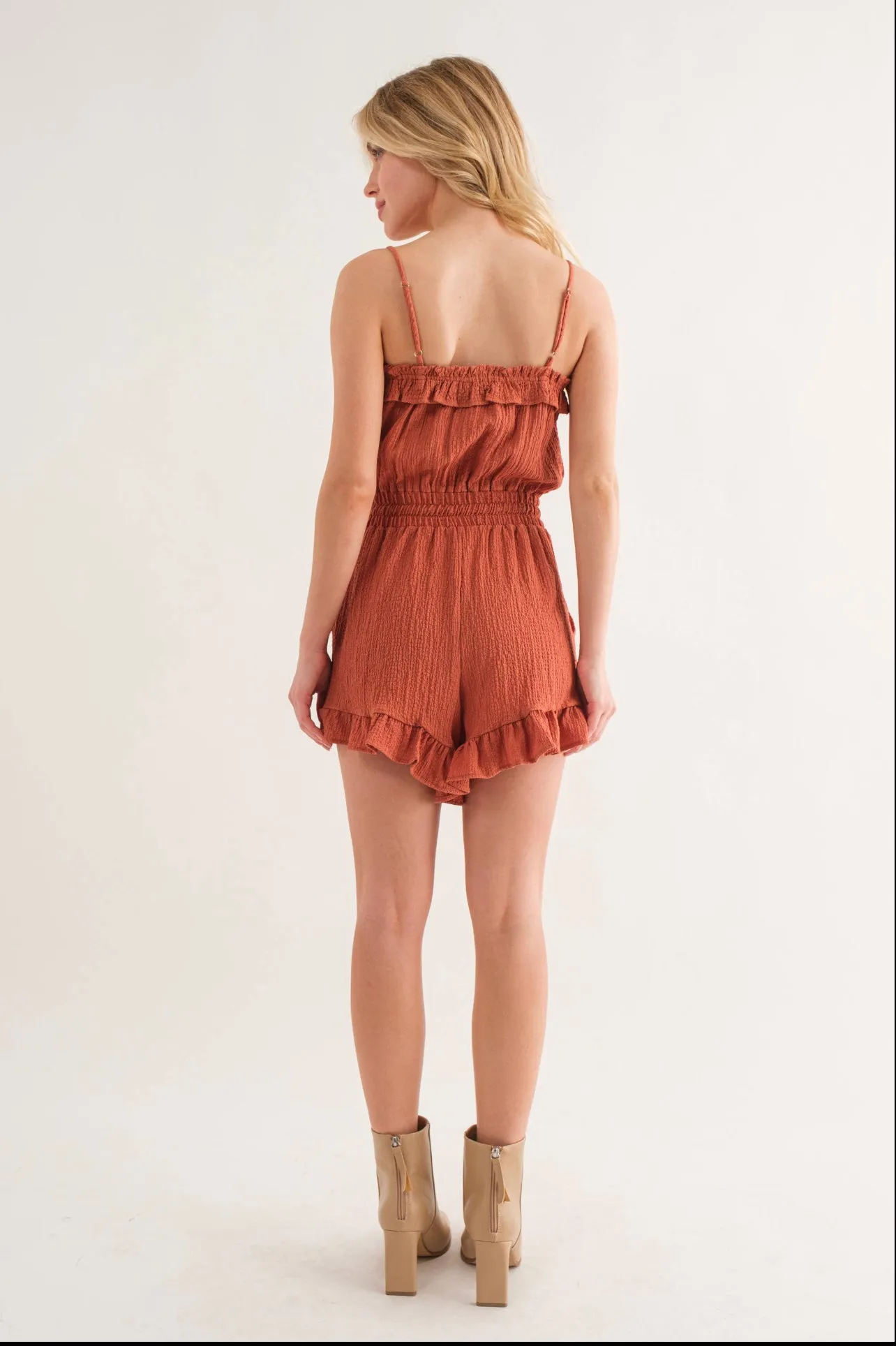 Fabric Spaghetti Strap Romper - Textured - Google SEO Friendly Results