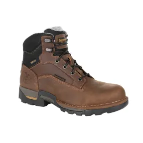 Georgia Men's Brown Leather Work Boots, Waterproof, Steel Toe, Eagle One